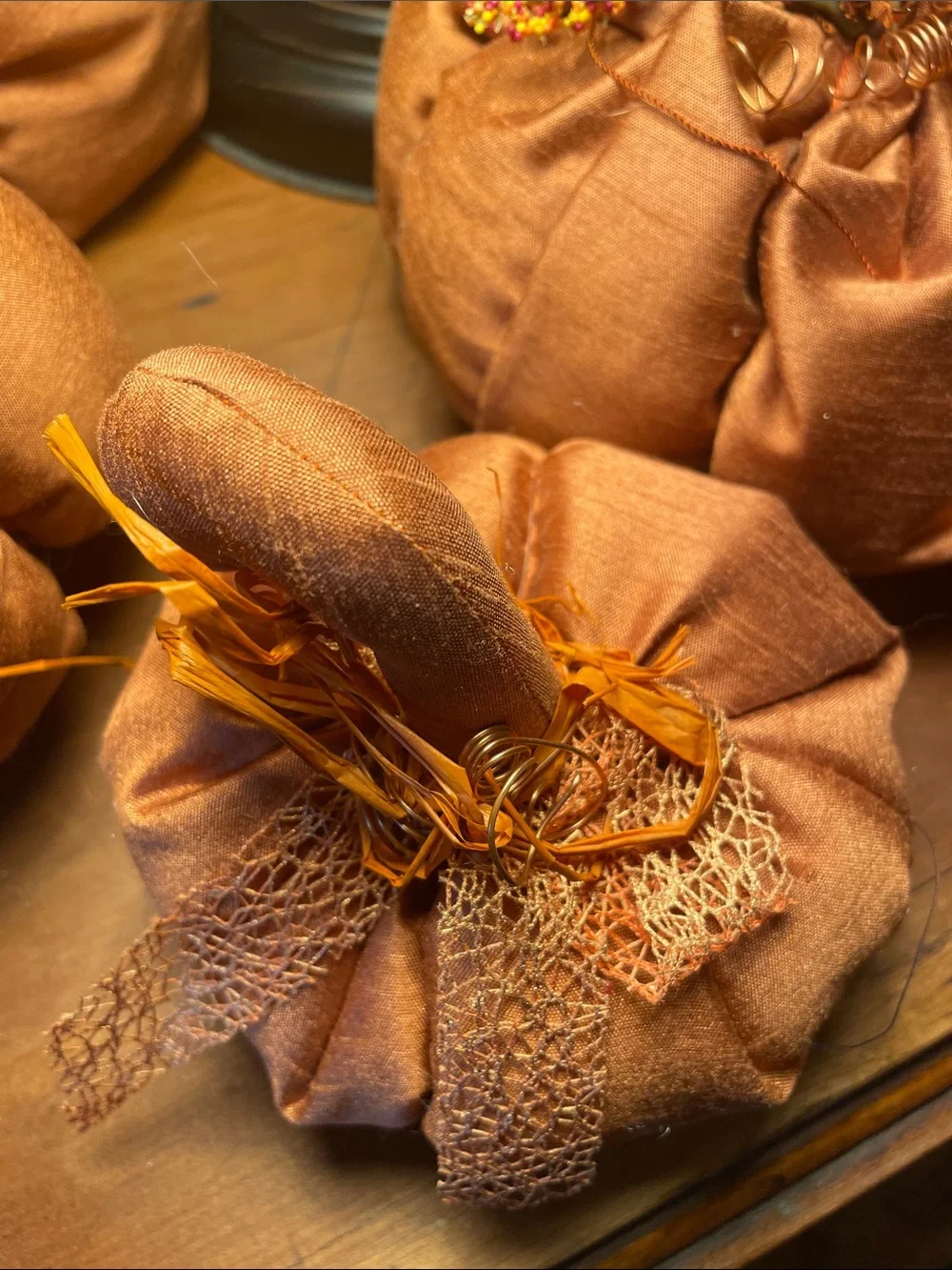 Handmade Rust Orange Fabric Pumpkin Holiday Décor - Home Accents